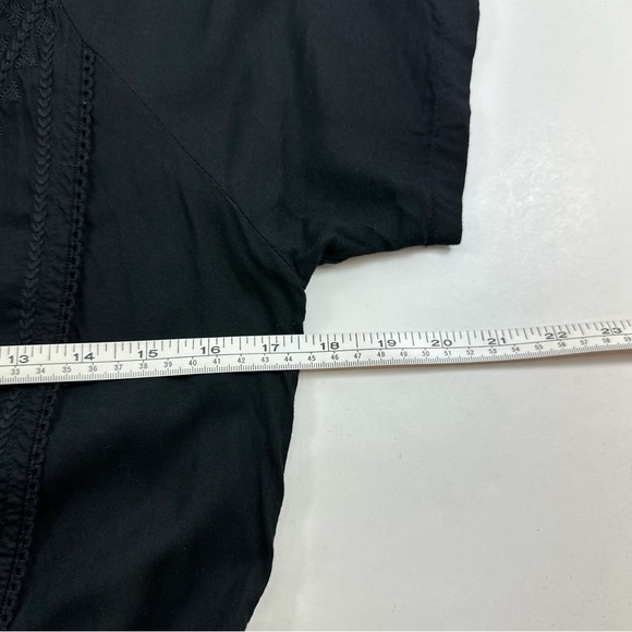 Element Eden Black Dress Sz Small Embroidered Neckline Cinched Waist Black - Picture 6 of 8